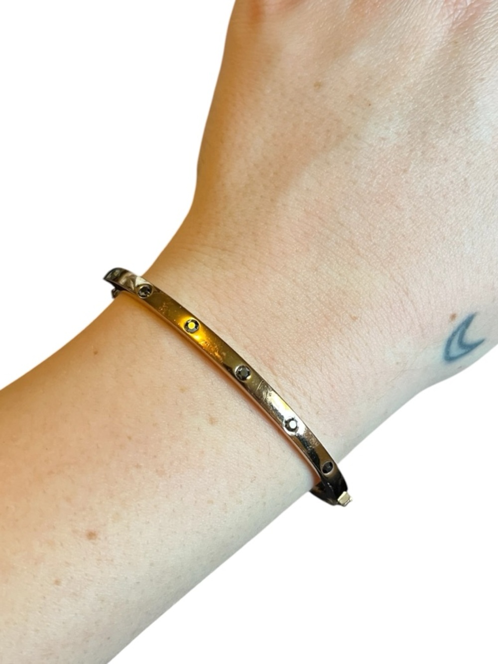 🍭5 for $20🍭 FOSSIL Gold Tone Crystal Clasp Bangle Bracelet CC - Picture 2 of 7